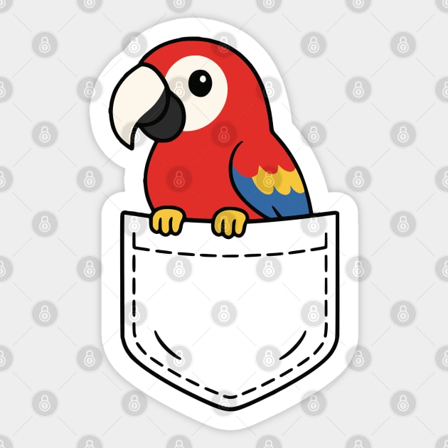 Scarlet Macaw Pocket Pal Parrot Funny Colorful Parrot Art Sticker by Yesteeyear